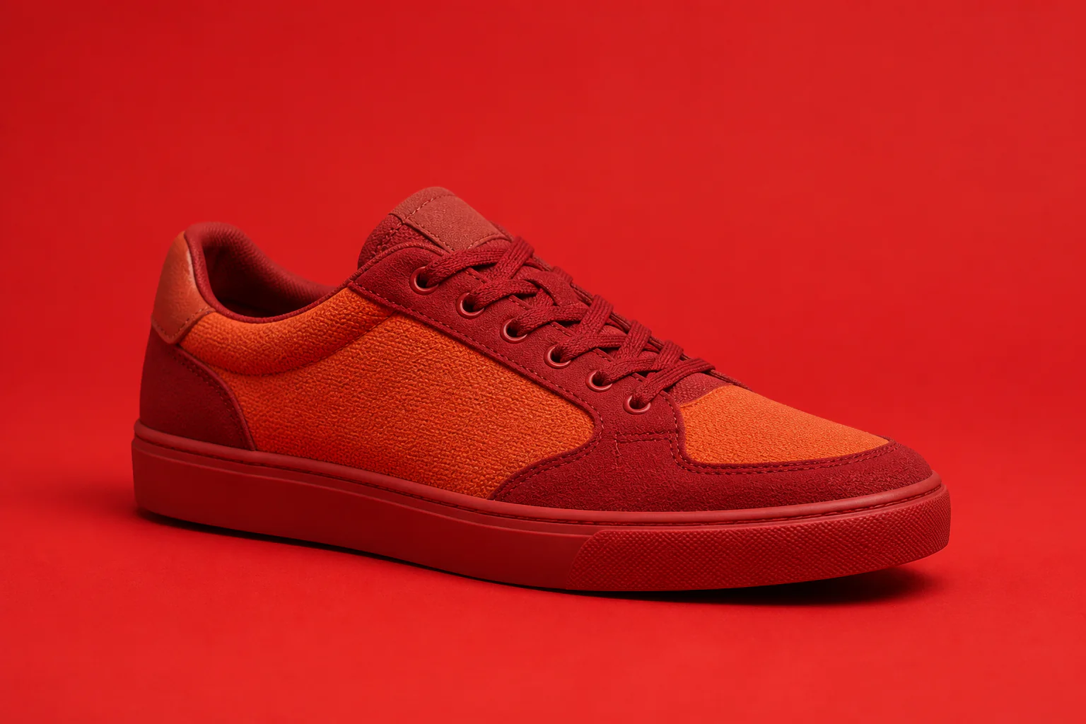 Czerwony sneaker o oryginalnym wzornictwie